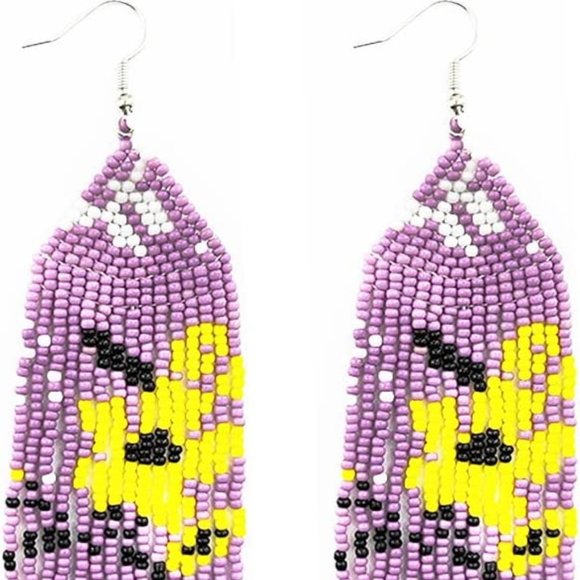 Long 5.5" Japanese Lavender Sakura Blossom Handmade Flower Oversized Earrings - Picture 4 of 8